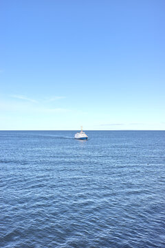 A ship at sea, travel concept.
