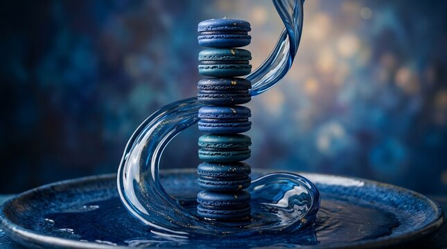 blue macaron stack