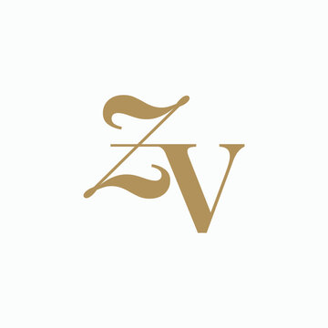 Elegant ZV monogram logo design. ZV letter minimal luxury classic stylish symbol logotype vector illustration