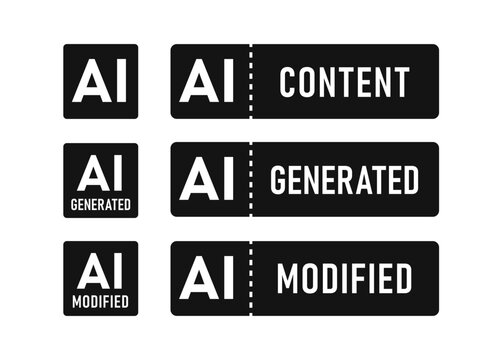 Icon AI label set for generated and modified content