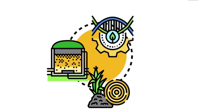 Biogas facility producing clean energy through anaerobic digestion process, transforming organic slurry, agricultural waste, and biomass into sustainable resources