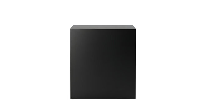 Sleek matte black cube podium for modern product showcase