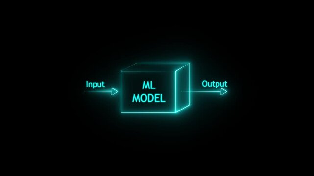 Machine Learning ML Model Vector Icon Illustration with Editable Stroke. Neon Glowing Machine Learning Model Data Flow Diagram Loop,