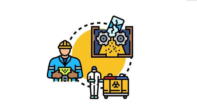 Biohazard waste management professional workers collecting. Transporting