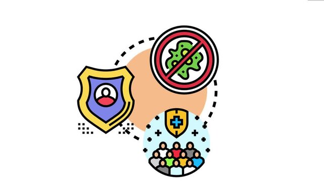 Biological immune shield concept individual and community protection from disease, preventing infection and ensuring public health security through robust immunity