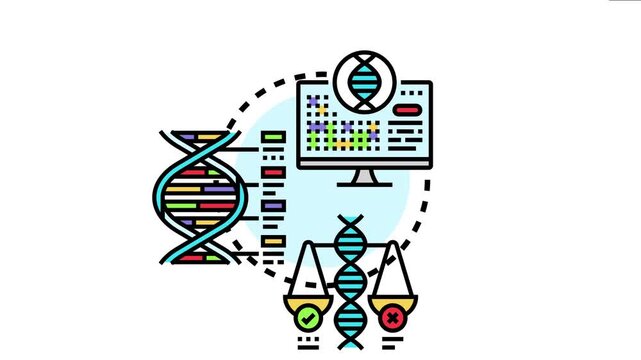 Biological sample organoid repositories managing genetic data for scientific research, featuring dna helices, a computer interface, and a comparative analysis system for biological information
