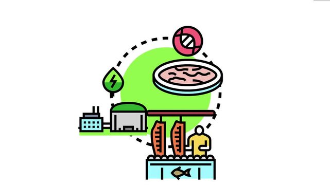 Biomanufacturing plant producing future food products like cell based meat and fish, highlighting biotechnology innovation, scientific research, and sustainable food industry development