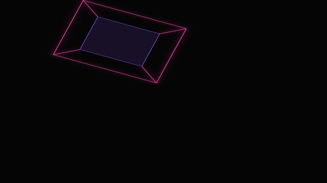 Neon glowing 3 d cube rotating abstract 4k background, animation