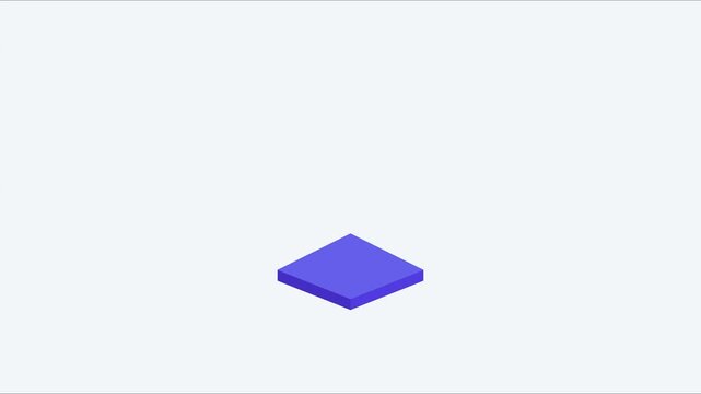 Minimalist isometric purple platform with floating bubbles animation for tech ui and digital motion 4k background