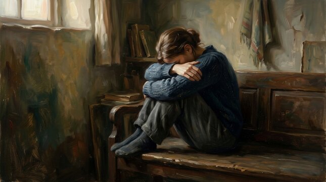 Sad lonely woman