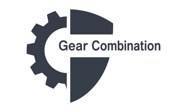 Gear and shield combination emblem vector icon, mechanical engineering logo symbol for technical security, industrial automation, maintenance, and system protection