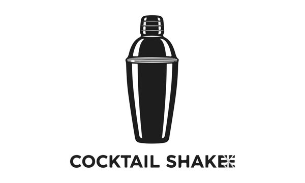 Classic stainless steel cocktail shaker vector icon, bartender drink mixer graphic symbol for bar menu, nightlife party, beverage preparation, and pub identity