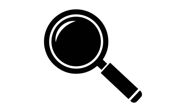 Magnifying glass vector icon, search and find symbol, zoom lens graphic for web search interface, inspection, research analysis, and document discovery concept