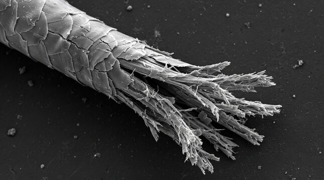 Human Hair Cuticle Structure Under Scanning Electron Microscope