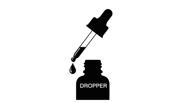 Cosmetic Dropper Bottle Icon Illustration for Skincare Serum, Beauty Product, and Liquid Medicine Application Concept