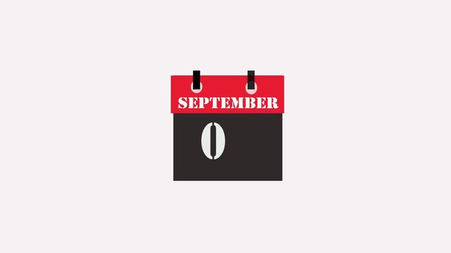 05 September month calendar with time symbol. Simple calendar icon animation and date change of time month.
