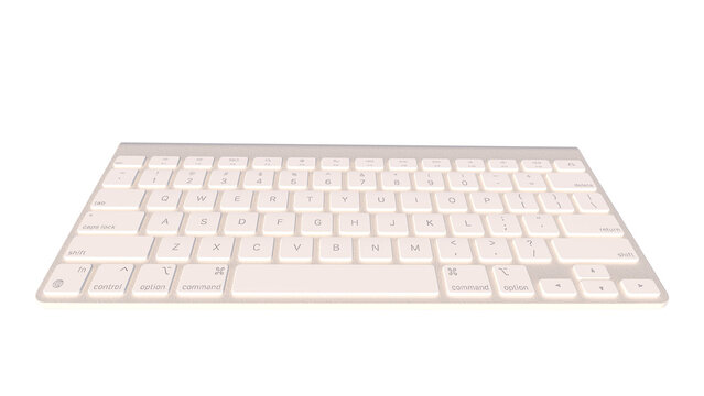 Modern Wireless Computer Keyboard Isolated on Transparent Background