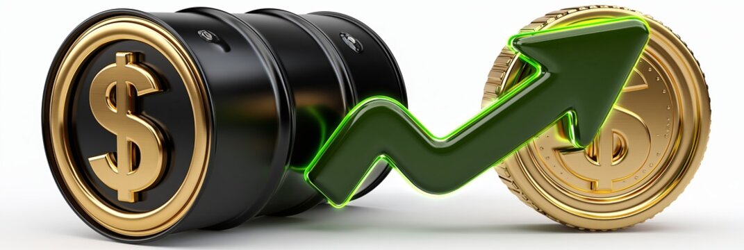 Oil barrel showing rising prices and dollar value. Oil barrel with a dollar sign representing increasing oil prices and market growth