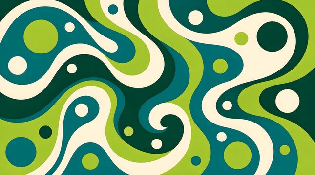 Retro Abstract Green Fluid Waves Background