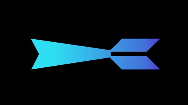 Gradient Blue Split Arrow Motion Animation on Black Background, Direction Choice and Navigation Graphic