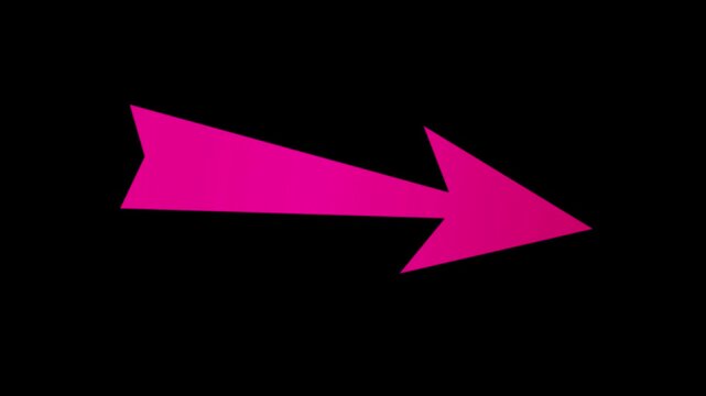 Gradient Pink Arrow Motion Animation on Black Background, Bright Direction Pointer and Navigation Symbol