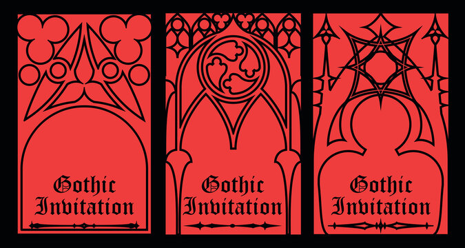 Gothic style invitation with ancient vintage elements. Sacred geometry border and frame. Vector illustration. EPS 10