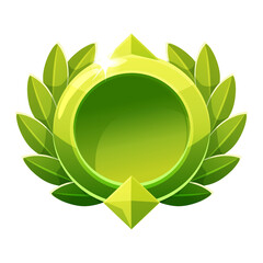 Naklejka premium Green game badge frame with laurel wreath isolated on transparent background