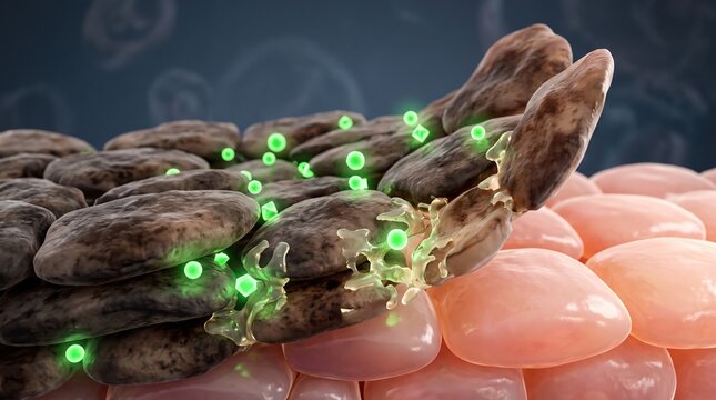 3D Medical Visualization of Chemical Peeling Exfoliating Dead Stratum Corneum Skin Cells