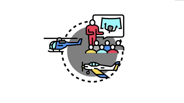 Aviation school providing pilot training, offering educational programs for aspiring aviators learning to fly different aircraft types in theoretical lessons and practical exercises