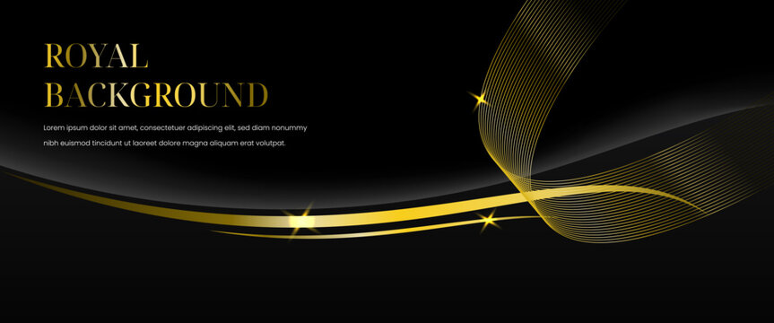 Luxury Black and Gold Abstract Background with Elegant Flowing Lines