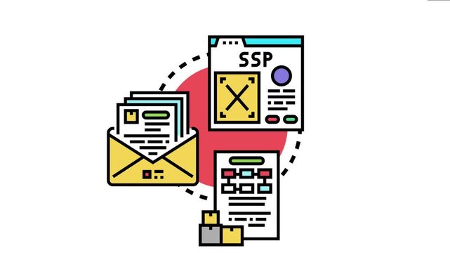 Financial market with a ssp interface, email marketing materials, and physical products representing the interconnected elements of a bid ask spread support strategy in trading