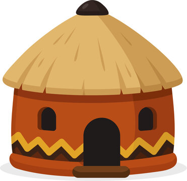 Traditional African mud hut house vector illustration