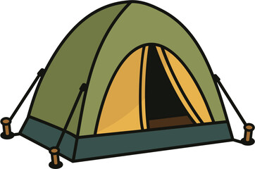 Green camping tent set up for outdoor adventure and travel © maria
