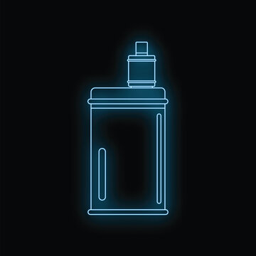 Electronic cigarette vape mod glowing with blue neon outline