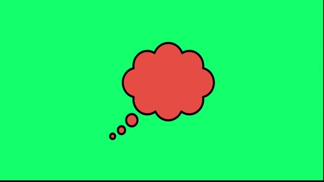 Simple illustration of a red thought bubble on a bright green background