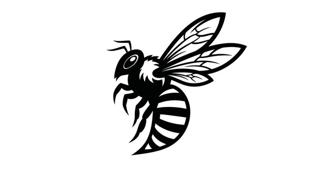 Minimalist Black and White Hornet Mascot Logo Vector