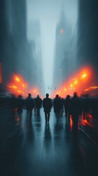People walking in the rain