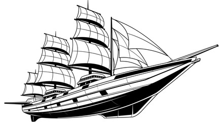 Classic Tall Ship Sailing Vessel Illustration © kiki__