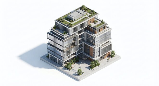 modern house, modern building, architecture, future, home, isometric, isolated, 3d model, object, isolated, commercial