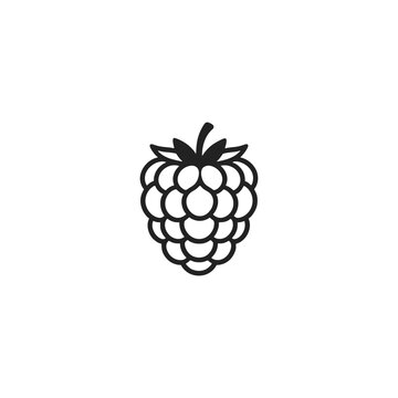 Simple black raspberry outline vector graphic isolated on white background