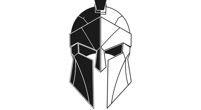 Minimalist Spartan Helmet Vector Icon Black and White