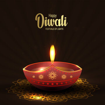 An elegant card with lights in honor of the Hindu festival of lights Diwali.