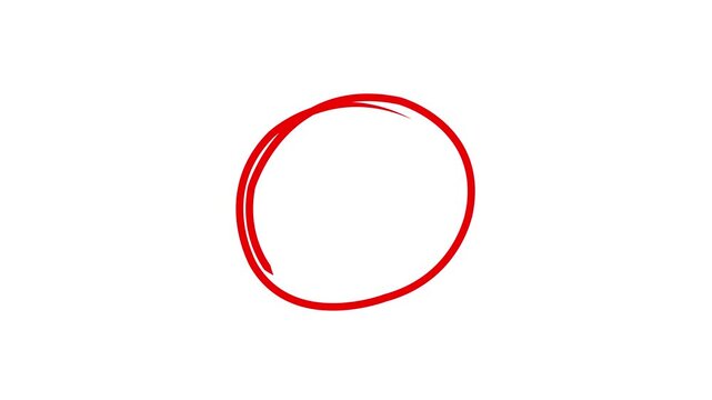Highlight hand drawing different circles isolated on the background, Handwritten red circle. For marking text, numbers, marker pen, pencil, logo, Motion graphics of marking concept
