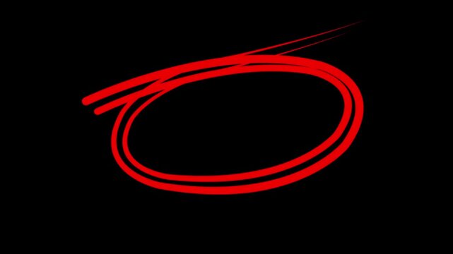 Highlight hand drawing different circles isolated on the background, Handwritten red circle. For marking text, numbers, marker pen, pencil, logo, Motion graphics of marking concept