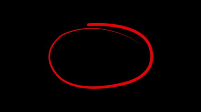 Highlight hand drawing different circles isolated on the background, Handwritten red circle. For marking text, numbers, marker pen, pencil, logo, Motion graphics of marking concept