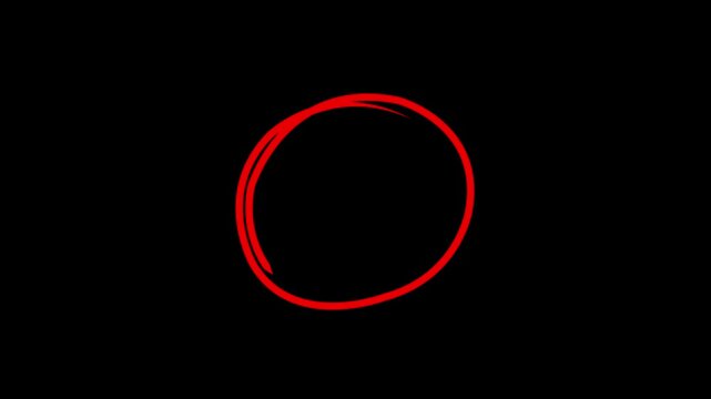 Highlight hand drawing different circles isolated on the background, Handwritten red circle. For marking text, numbers, marker pen, pencil, logo, Motion graphics of marking concept