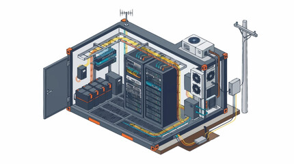 Fototapeta premium Modern data center with servers and networking equipment.