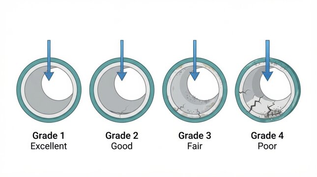 Diagram showing condition grades for underground pipeline in urban areas. Grades range from excellent to poor based on visual assessment.