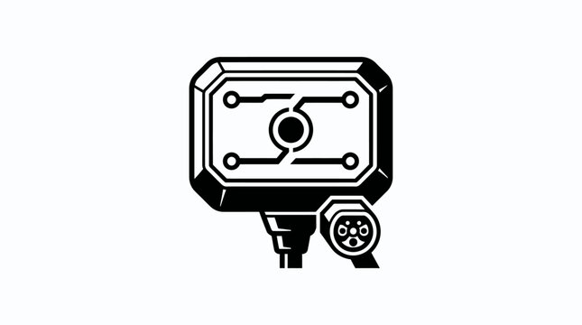 Cyberpunk electronic chip vector, futuristic circuit board icon, tech hardware logo