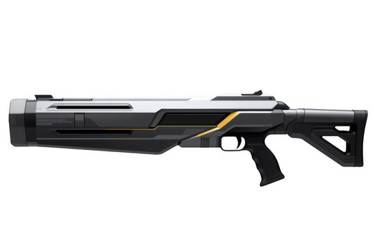 Futuristic sci-fi energy rifle weapon on transparent background